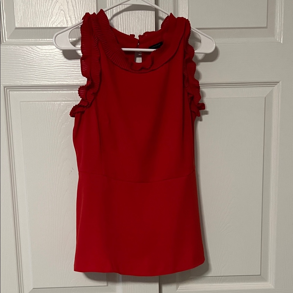 Ann Taylor Vibrant Red Ruffled Tank Top